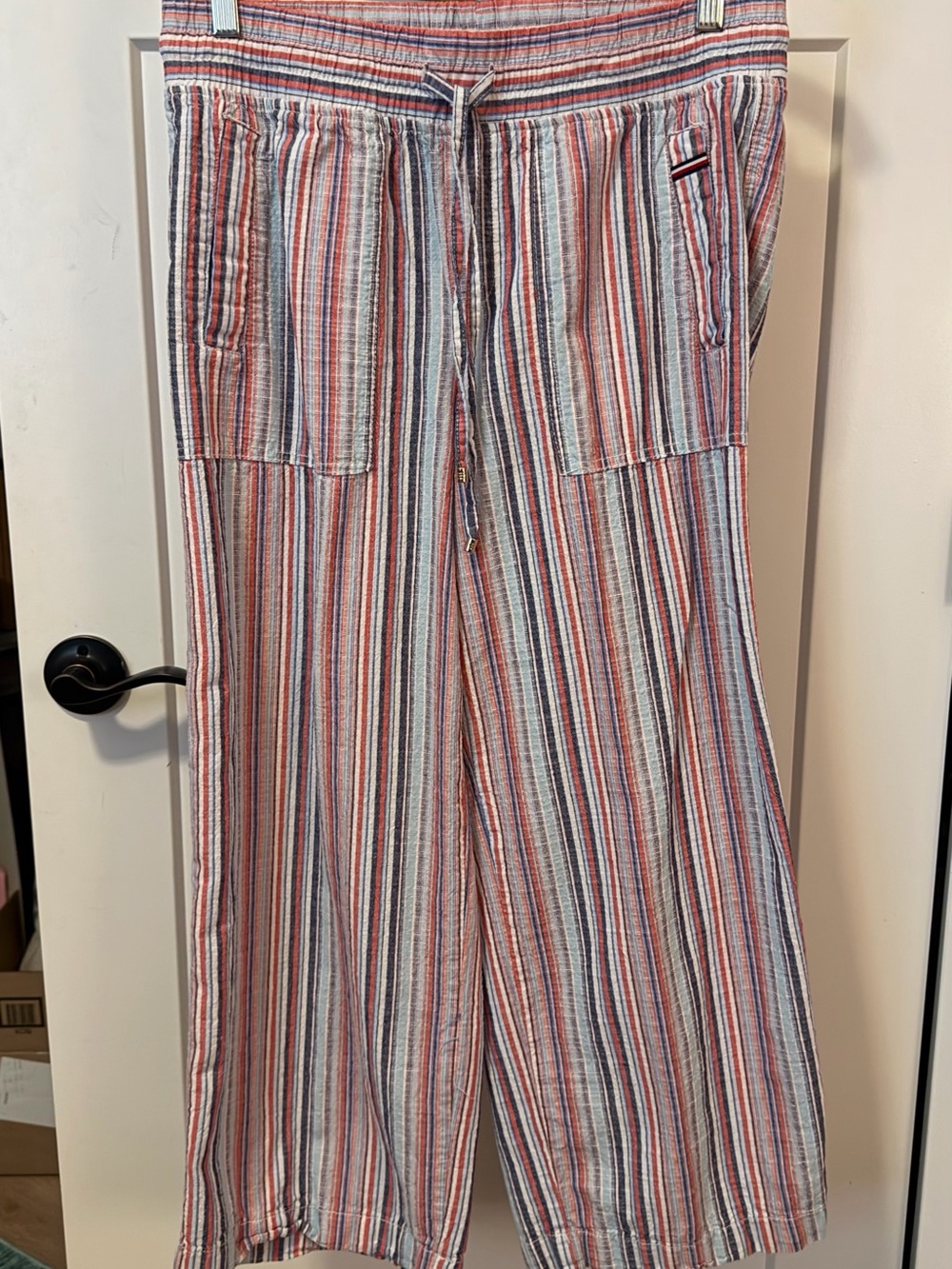Tommy Hilfiger Men's Red, Blue & White Striped Cargo Lounge Pants